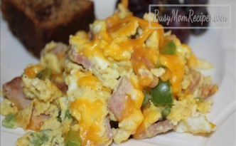 scrambled eggs and leftover ham