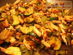 vegetable fajitas with shredded turkey leftover