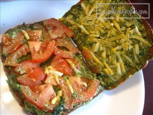 Grilled Cheese sandwich with pesto and tomato