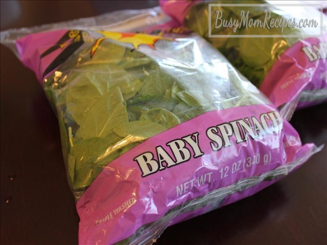 triple washed baby spinach leaves