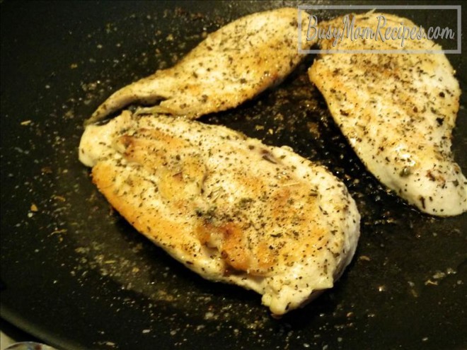 sear and cook chicken in a pan